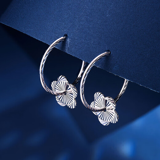 Meluxe platinum earrings for women, PT950 platinum flower earrings, birthday gift for girlfriend, wife, large version, about 3.43g