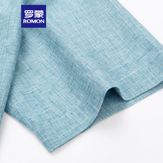 
ROMON linen men's short-sleeved shirt summer thin green cotton linen shirt breathable anti-wrinkle business casual shirt 3W9207-9 38