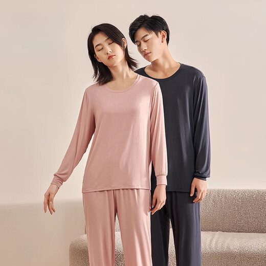 Yalu Light Luxury Pyjamas for Women 2025 Nouveau couple modal Round Neck Pullover Toe pour porter des vêtements à la maison à l'extérieur léger violet [683t Style pour femmes]