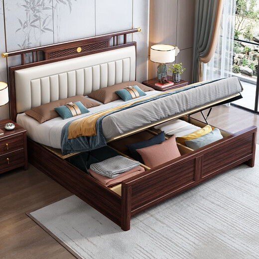 Nanzhu NUEVA Cama de madera maciza china 1.8m Doble Master Camino Soft Bande Camino de Madera de Madera Solidal Full Wothil Camada 9903#