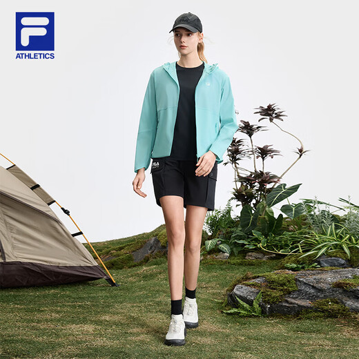 斐乐（FILA）官方女士梭织外套2025夏户外运动基础防晒连帽上衣 丹青蓝-BU S 160/80A/S