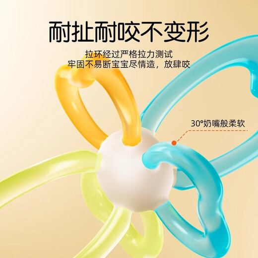 Baby silicone bite-grinding Manhattan hand-grabbing ball teether baby toy 0 to 1 years old grasping training baby tool Rainbow Manhattan ball