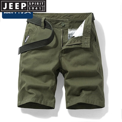 JEEP SPIRIT品牌优选军绿色工装短裤男士夏季潮牌宽松美式纯棉休闲五分裤全棉 17152灰色 (无腰带) 31 2尺4(120-126斤)