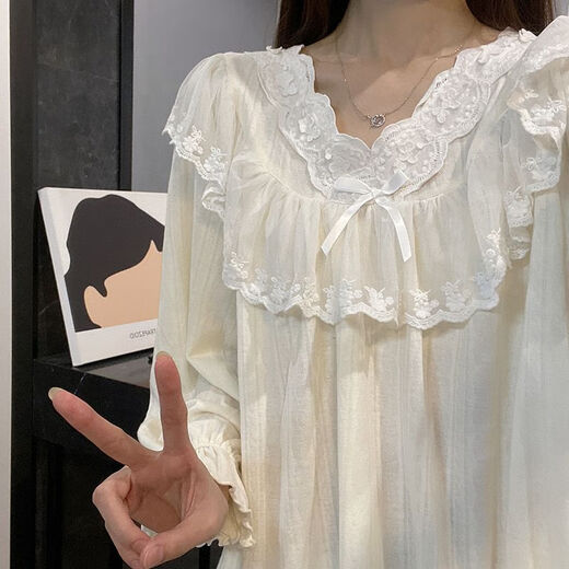 雅鹿蕾丝花边长袖睡衣女新款春秋季纯棉甜美公主风学生休闲家居服套装 KYX-9904#粉色(双长) M