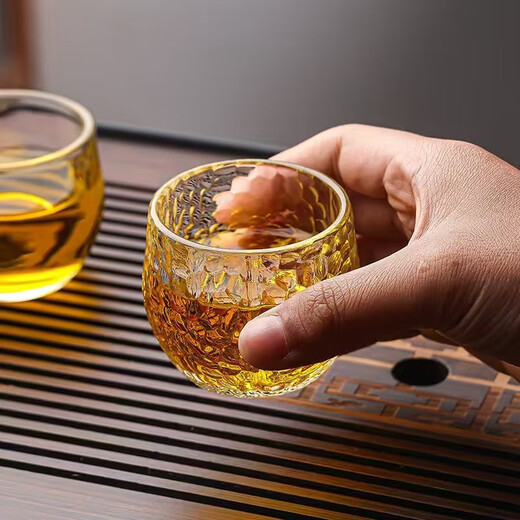 Heat-resistant glass tea cup, fruit wine cup, white wine cup set, tea cup, master cup, drinking cup, crystal cup, tea cup, finger crystal cup, 100ml, 6 pieces
