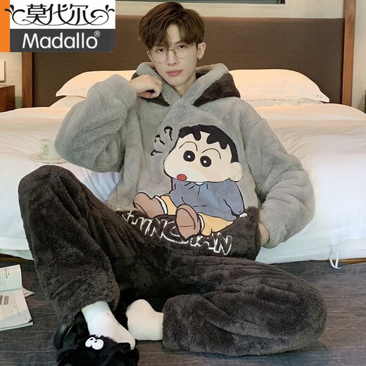 
Modal men's pajamas men's coral velvet winter student cartoon loose winter flannel thickened plush home clothing set *ZS*9904 [Double-sided plush set] M small (75-95Jin [Jin equals 0.5 kg])
