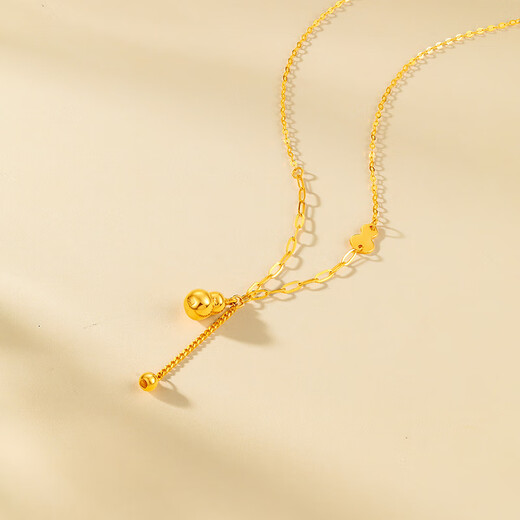 Saifei's birthday gift 18K gold necklace small gourd necklace AB chain for girlfriend 18K gold gourd necklace about 45cm