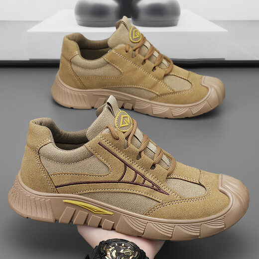 Changxiang Huili Herrenschuhe Sommer atmungsaktiv 2025 Schuhe Herren Sportlosen Schuhe Herren Arbeit Schuhe Arbeitsschutz Kleidung-resistente Bergsteife Martin Boots Männer Khaki 41