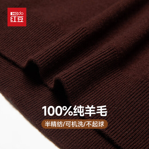 Hongdou semi-refined imitation machine washable 100% pure wool sweater men's autumn and winter V-neck sweater men's pullover bottoming sweater