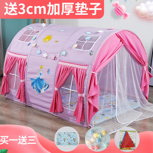 Chaosihui 1,7 mètres de long pour enfants de tente pour enfants garçons et filles House de jeu d'intérieur pour monter et descendre du lit Princess Castle Toy Cartoon Anti-Fall C-style rose violet bonheur arbre plus sac de rangement