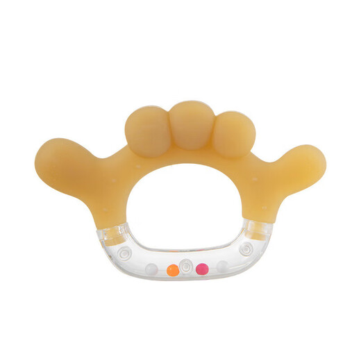 Baby teether, molar stick, baby toy, baby teether, boilable food-grade silicone anti-eating tool 666 gestures gesture-baby rattle teether + silicone anti-chain