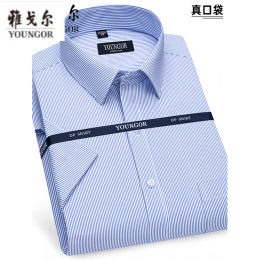 Store phare de Yager Store Short à manches courtes pour hommes 2025 Nouveau coton pur en fer gratuit d'âge moyen de poche décontractée de poche