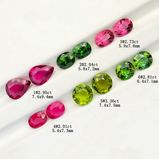 Blue Xianghe 25 Brazilian Tourmaline Pink Mint Green Blue Ruby Tourmaline Earrings Material 18k Gold Men and Women Matching Stone Pendant 2.95 carats 1#