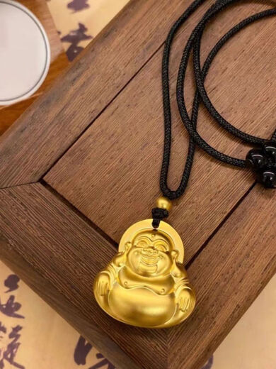 Micro-gifted water shell gold-wrapped silver-belly Maitreya Buddha men's and women's Tathagata Buddha solid safety pendant pendant pendant jewelry 12 grams about 1 gram gold