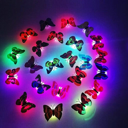 Creative Colorful Butterfly Night Light Stickable LED Decorative Wall Lamp Glowing Butterfly Birthday Decoration Children's Gift 8 Pack (Random Colors)