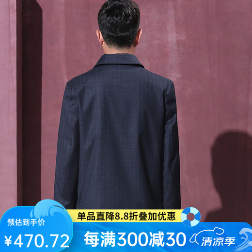红都 夹克男外套羊毛薄款翻领中老年男装春秋款大码 JN3072-1 XL 180/96XL