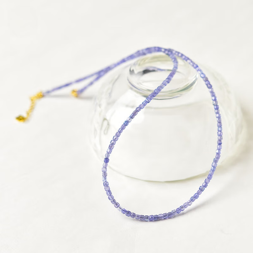 Youshu Tanzanite women's new light luxury niche high-end crystal loose bead bracelet small sugar cube bracelet, bead diameter is about 2mm - chain length is about 38+5cm extension chain