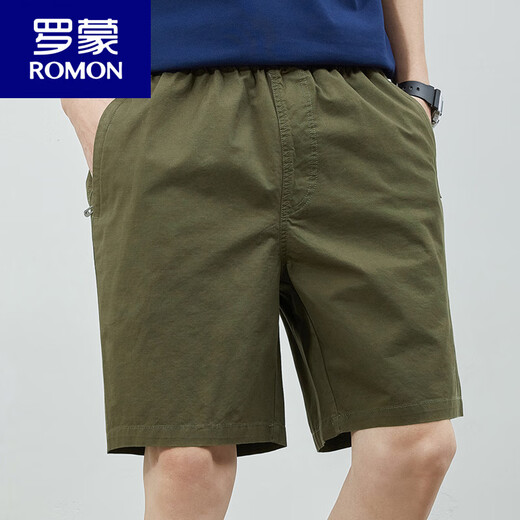 罗蒙（ROMON）夏季新款纯棉男士短裤休闲潮牌宽松5五分裤薄款百搭中裤子 9224深蓝色 XL 体重125-140斤