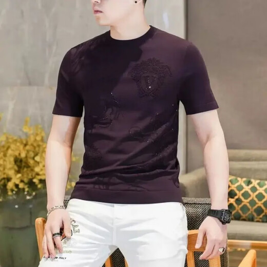 Jiayan knitted ice-seed short-sleeved T-shirt for men's new light luxury ice-seeded fashion half-sleeved T-shirt casual quality men's clothing 9902 green M [90-115Jin[Jin equals 0.5 kg]]