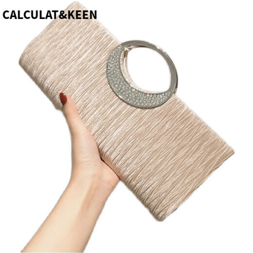 CALCULAT&KEEN2025春夏新款圆环手提包水钻包包旗袍包气质女包宴会手包 手环黑