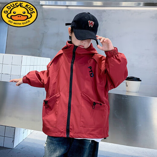 G.Duckkids Kinderbekleidung Jungen Frühling und Herbst Neue Kinderjacke Jacke Jacke Mode Top Kinderwindbrecher Red Motorcycle Windbreaker 120 cm
