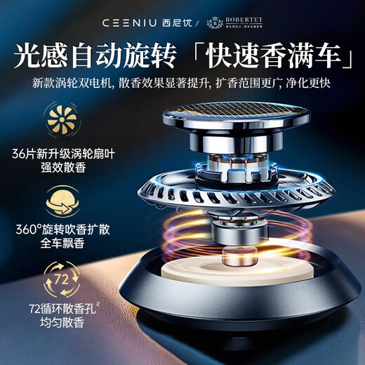 西尼优（CEENIU）【顶配太阳能】车载香薰汽车香水内用古龙香氛除醛异味男女士专用