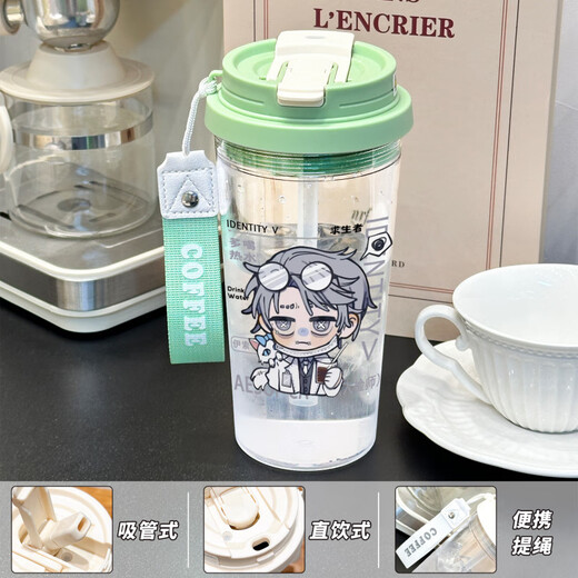 
Identity 5 Water Cup Summer Men and Women Are Cute and Easy to Drink High-Pretty Transparent Straw Water B BXAO17078 Air Force Cool Summer [500ML White]-Painted Print
