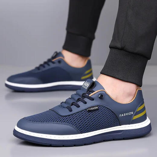 LISER men's shoes for summer soft sole breathable outdoor mesh shoes fashionable sports casual shoes driving air conditioning shoes blue (9209) 38 (standard leather shoe size)
