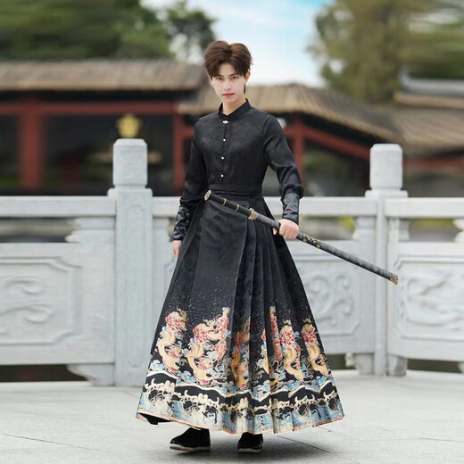 Xuanmo Jupe à face à cheval Handsome Dragon Match Dragon tissé Gold Horse Faced Jirt Men's Men's de grande taille de grande taille