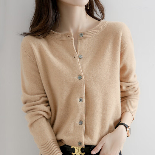 Bavdani base sweater cardigan coat sweater for women 2025 spring and autumn new dark gray women's outer wear dark gray M recommended 100-115 Jin Jin equals 0.5 kg