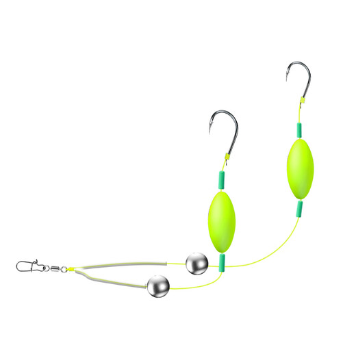 In-water mink finished anti-bottom fishing suspended sub-line double hook set European carp hook anti-off-bottom fishing set tied with big Iseni fish hooks value pack 5 sets anti-bottom line double hook Iseni barbed No. 8 hook