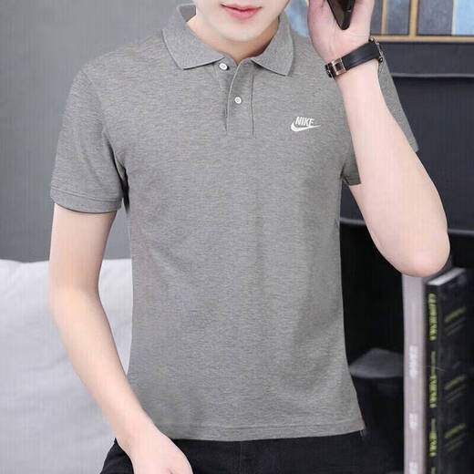 Nike (Nike) T-Shirt New Summer Sportswear Golf Casual Running Kurzärmelte Baumwoll-Revers Atmungsbekenntnis Fn3895-063-Grau-Baumwolle (165/84a)