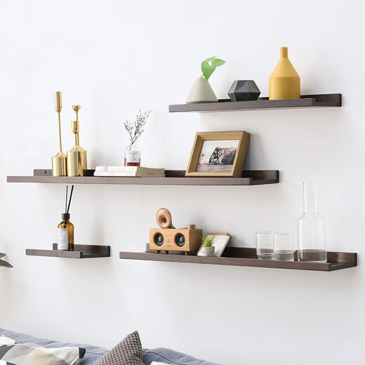 Jiayi solid wood storage rack on the wall punch-free storage rack partition wall hanging bookshelf entryway laminate wall wooden storage rack