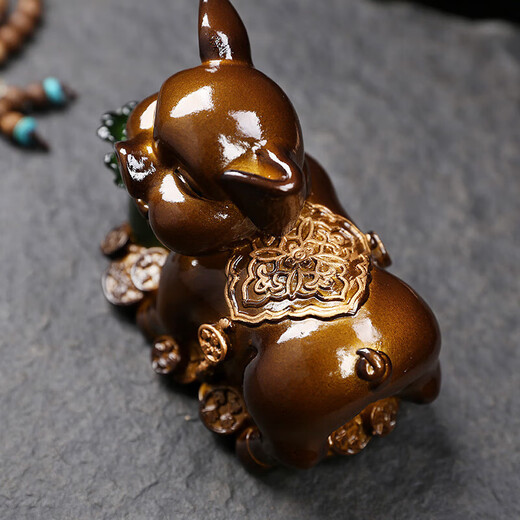 Yunhua Color Changing Tea Pet Lucky Pig Pig Arch Cabbage Tea Table Tea Table Play Golden Pig Fortune Creative Boutique Cute Pig Lucky Pig (Red Turns Gold) Small