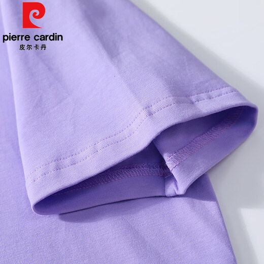 Pierre cardin high-end cotton light purple T-shirt for women short-sleeved loose simple niche Chinese T-shirt summer 2025 new top 6172 light purple cotton short-sleeved M Recommended 80-105Jin [Jin equals 0.5 kg]