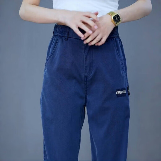 Sieben Wolf Casual Hosen für Frühlings- und Sommer -Herrenhosen lose geradlinige Hosen 2025 New Tens Laised Stretch Herren Jeans 833 Denim Blue [Model] Regular M.