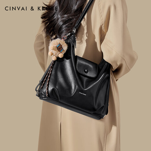 Cinvai&Krose官网包包女包2025夏季新款单肩包斜挎包托特包送女友老婆生日礼物 Black黑色【小c&k女包七夕礼物】