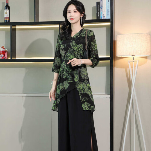 Hengyuanxiang 2025 Summer Nuevo tope de vientre larga de moda para mujeres Traje de temperamento de pierna ancha informal