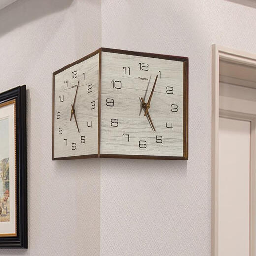 SANQIHU Reloj de reloj de pared de dos lados Reloj Home Hogar moderno de madera sólida Simple Mute Silw Wood Reloj Decorativo de dos lados Reloj 9195 Wooden Pure White Calendar Modelo de calendario Muto 12 pulgadas