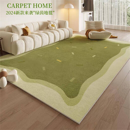 Green grand salon canapé canapé-basse cafetière de table basse de planche à plancher Mat à la maison Luxurant léger 2024 Nouveau modèle Wen-3878 Green Series 1 pièce 200 * 400cm