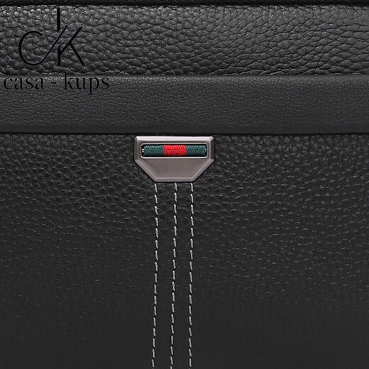 
casa-kupsCK men's genuine leather mobile phone bag high-end multi-layer Korean version backpack head layer cowhide business casual men's bag crossbody black 9905
