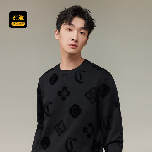 Carbeen 365g fish scale cloth sweatshirt men's window grille elements combined with flocking technology winter long-sleeved sweatshirt