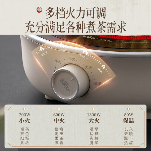 Bear Electric Ceramic Stove Mini Tea Stove Black Tea Old White Tea Pu'er Healthy Tea Stove Small Household Heating Multi-function Non-picking Pot Soft Cooking Surrounding the Stove for Tea DTL-J13Z5 with Teapot 1L