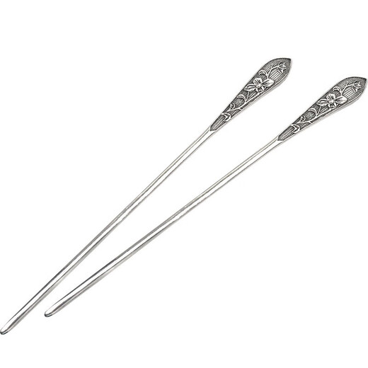 Shijun (SHIJUN) embossed peony new Chinese style hairpin one-character plain hairpin copper plated s925 silver niche hairpin Hanfu headdress in the Republic of China embossed peony silver hairpin