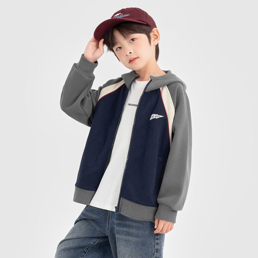 Duojia Boys' Knitted Jacket Spring and Autumn Children's Comfortable Casual Hoody Autumn Trendy Children's Versatile Color Block Raglan Sleeve Top