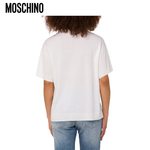 MOSCHINOMOSCHINO 25 Earnom Automne Femme's Teddy Bear Imprime à manches courtes Pull White XS