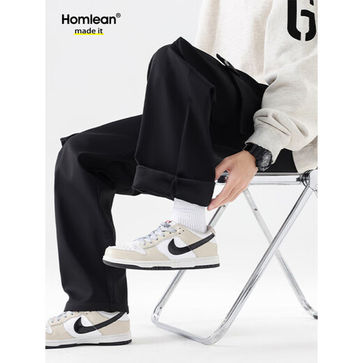 Homlean American work pants men's spring and summer windproof trend functional straight-leg casual long trousers 2350 black L