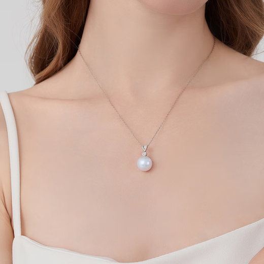 Laibofen Gilder Aurora Venus five-star Australian white pendant 18K gold seawater pearl necklace round female diamond clavicle chain 11-12mm heritage five-star Venus double certificate