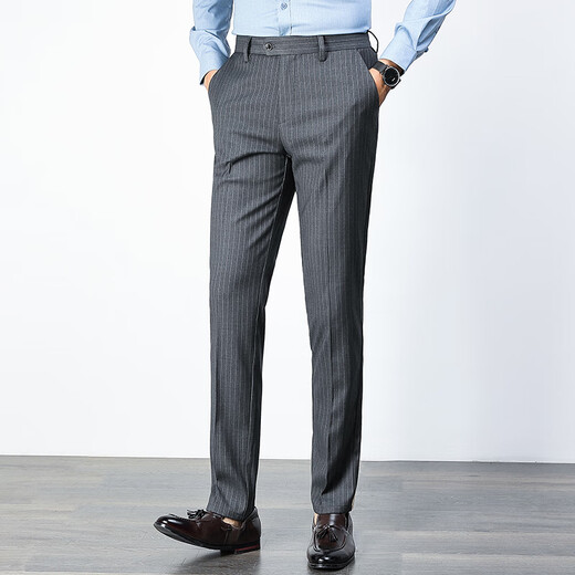 Sept loups pantalon de costume à rayures verticales épaissis en droit pour hommes pantalons pour hommes et pantalon masculin haut de gamme 9902 Black 29 Black 29