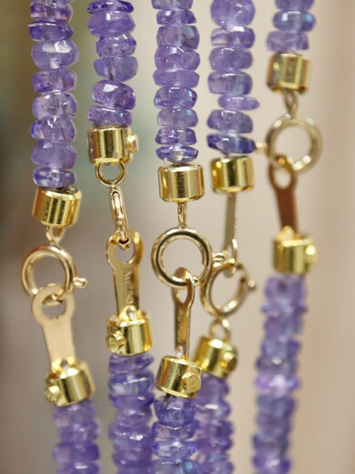 DYAI 18k gold tanzanite necklace faceted natural gemstone necklace for women versatile spring and summer vitality girl purple 18k gold tanzanite faceted 42cm